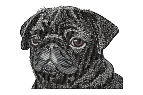 Black Pug: A Festive Embroidery Design for Holiday Gifts